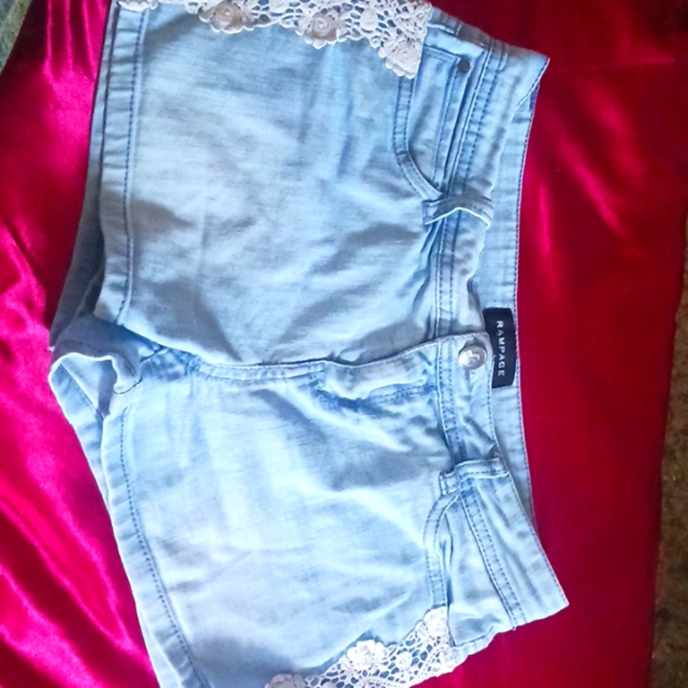 Rampage size small jean shorts with white lace on side